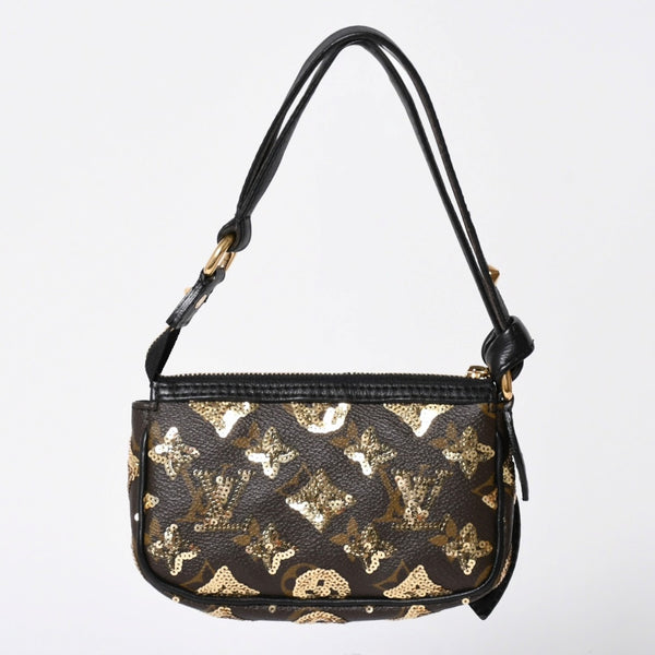 極美品 LOUIS VUITTON ルイヴィトン ミニポシェットアクセソワール アクセサリーポーチ M60125 モノグラムエクリプス スパンコール 中古 4a002091