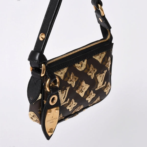 極美品 LOUIS VUITTON ルイヴィトン ミニポシェットアクセソワール アクセサリーポーチ M60125 モノグラムエクリプス スパンコール 中古 4a002091