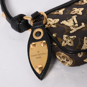 極美品 LOUIS VUITTON ルイヴィトン ミニポシェットアクセソワール アクセサリーポーチ M60125 モノグラムエクリプス スパンコール 中古 4a002091