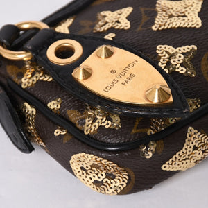 極美品 LOUIS VUITTON ルイヴィトン ミニポシェットアクセソワール アクセサリーポーチ M60125 モノグラムエクリプス スパンコール 中古 4a002091