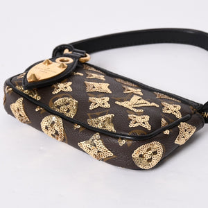 極美品 LOUIS VUITTON ルイヴィトン ミニポシェットアクセソワール アクセサリーポーチ M60125 モノグラムエクリプス スパンコール 中古 4a002091