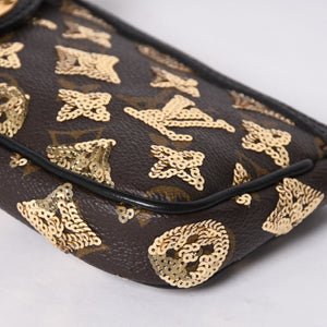 極美品 LOUIS VUITTON ルイヴィトン ミニポシェットアクセソワール アクセサリーポーチ M60125 モノグラムエクリプス スパンコール 中古 4a002091