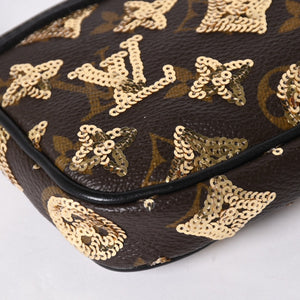 極美品 LOUIS VUITTON ルイヴィトン ミニポシェットアクセソワール アクセサリーポーチ M60125 モノグラムエクリプス スパンコール 中古 4a002091