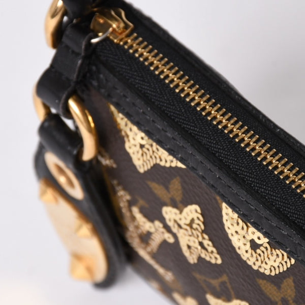 極美品 LOUIS VUITTON ルイヴィトン ミニポシェットアクセソワール アクセサリーポーチ M60125 モノグラムエクリプス スパンコール 中古 4a002091