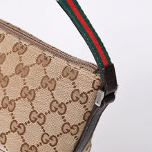 画像をギャラリービューアに読み込む, GUCCI グッチ アクセサリーポーチ ハンドバッグ ワンショルダーバッグ 141809 キャンバス レザー ブラウン 美品 中古 4a001942