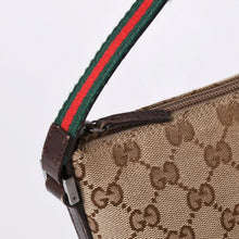 画像をギャラリービューアに読み込む, GUCCI グッチ アクセサリーポーチ ハンドバッグ ワンショルダーバッグ 141809 キャンバス レザー ブラウン 美品 中古 4a001942