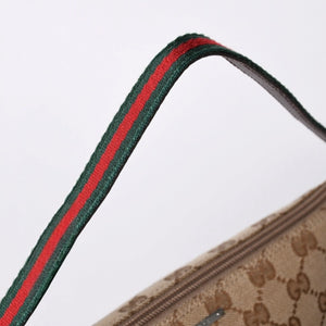 GUCCI グッチ アクセサリーポーチ ハンドバッグ ワンショルダーバッグ 141809 キャンバス レザー ブラウン 美品 中古 4a001942