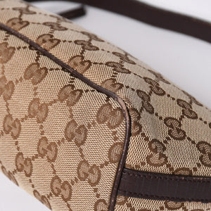 GUCCI グッチ アクセサリーポーチ ハンドバッグ ワンショルダーバッグ 141809 キャンバス レザー ブラウン 美品 中古 4a001942