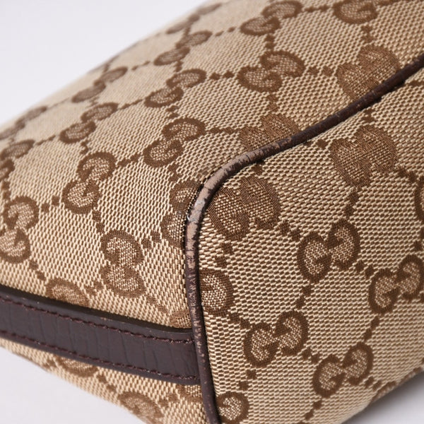 GUCCI グッチ アクセサリーポーチ ハンドバッグ ワンショルダーバッグ 141809 キャンバス レザー ブラウン 美品 中古 4a001942