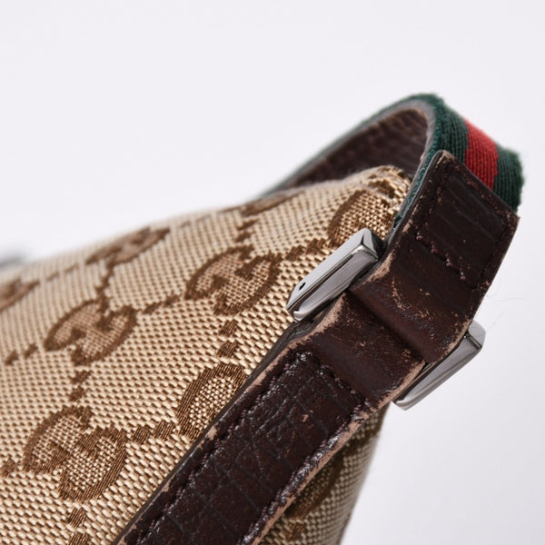 GUCCI グッチ アクセサリーポーチ ハンドバッグ ワンショルダーバッグ 141809 キャンバス レザー ブラウン 美品 中古 4a001942