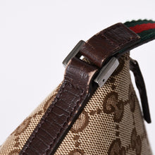 画像をギャラリービューアに読み込む, GUCCI グッチ アクセサリーポーチ ハンドバッグ ワンショルダーバッグ 141809 キャンバス レザー ブラウン 美品 中古 4a001942