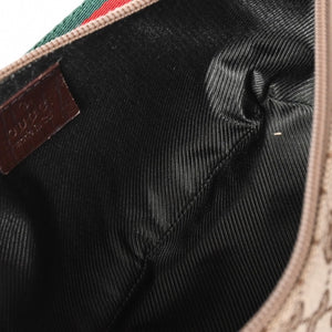 GUCCI グッチ アクセサリーポーチ ハンドバッグ ワンショルダーバッグ 141809 キャンバス レザー ブラウン 美品 中古 4a001942