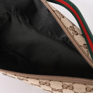 GUCCI グッチ アクセサリーポーチ ハンドバッグ ワンショルダーバッグ 141809 キャンバス レザー ブラウン 美品 中古 4a001942