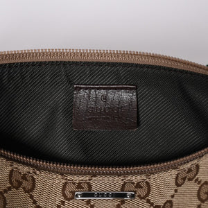 GUCCI グッチ アクセサリーポーチ ハンドバッグ ワンショルダーバッグ 141809 キャンバス レザー ブラウン 美品 中古 4a001942