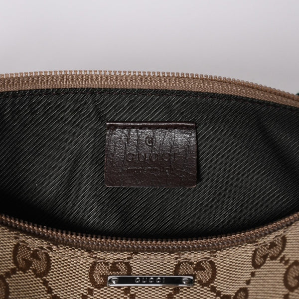 GUCCI グッチ アクセサリーポーチ ハンドバッグ ワンショルダーバッグ 141809 キャンバス レザー ブラウン 美品 中古 4a001942