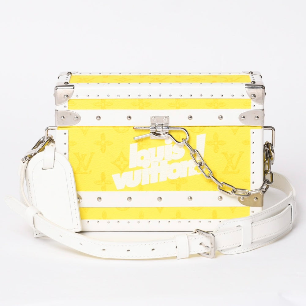 Very Good Condition LOUISVUITTON Monogram Virgil Nogram Logo Clutch Box M45869 Trunk Yellow Shoulder Bag Used 4a002125