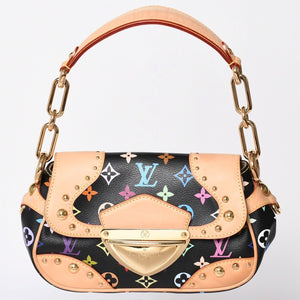 極美品 LOUIS VUITTON ルイヴィトン マリリン ハンドバッグ M40128 モノグラム マルチカラー ブラック 村上隆 中古 4a001914