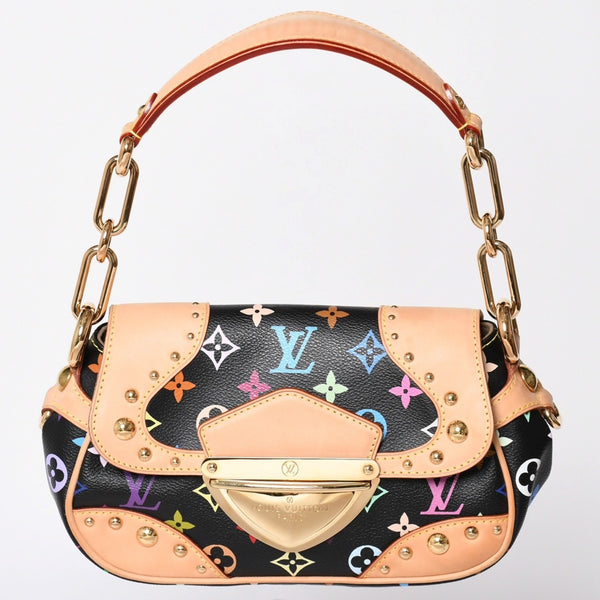極美品 LOUIS VUITTON ルイヴィトン マリリン ハンドバッグ M40128 モノグラム マルチカラー ブラック 村上隆 中古 4a001914