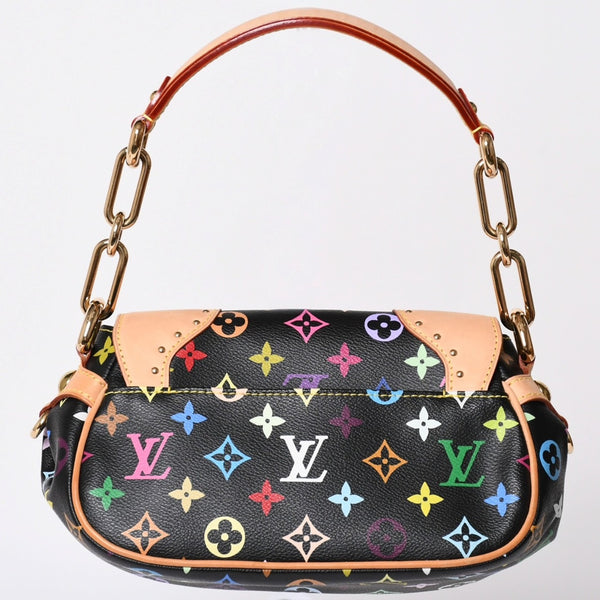 極美品 LOUIS VUITTON ルイヴィトン マリリン ハンドバッグ M40128 モノグラム マルチカラー ブラック 村上隆 中古 4a001914