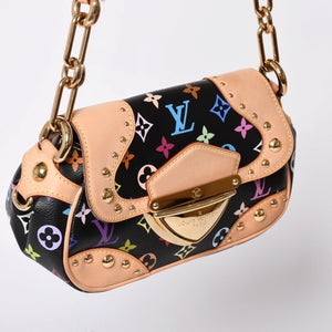 極美品 LOUIS VUITTON ルイヴィトン マリリン ハンドバッグ M40128 モノグラム マルチカラー ブラック 村上隆 中古 4a001914