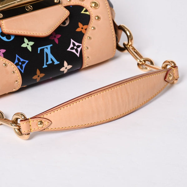 極美品 LOUIS VUITTON ルイヴィトン マリリン ハンドバッグ M40128 モノグラム マルチカラー ブラック 村上隆 中古 4a001914