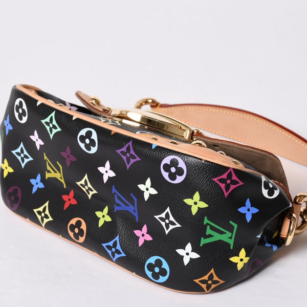 極美品 LOUIS VUITTON ルイヴィトン マリリン ハンドバッグ M40128 モノグラム マルチカラー ブラック 村上隆 中古 4a001914