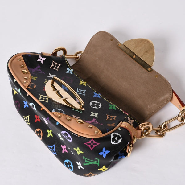 極美品 LOUIS VUITTON ルイヴィトン マリリン ハンドバッグ M40128 モノグラム マルチカラー ブラック 村上隆 中古 4a001914