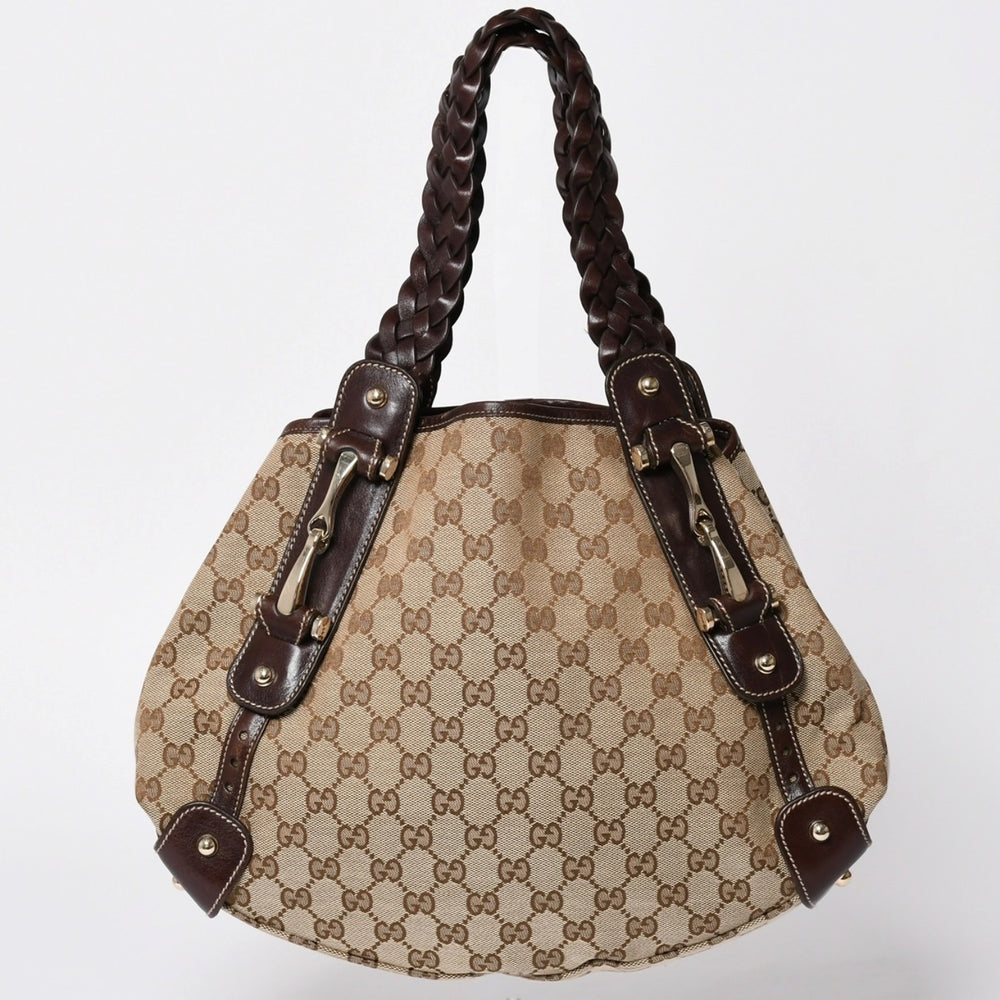 極美品 GUCCI グッチ トートバッグ ショルダーバッグ GGキャンバス ブラウン ゴールド金具 162900 中古 4a001926
