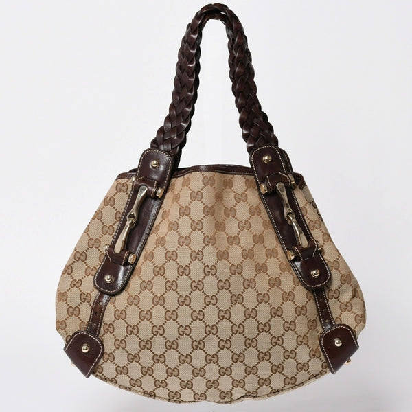Very good condition GUCCI Gucci tote bag shoulder bag GG canvas brown gold hardware 162900 used 4a001926