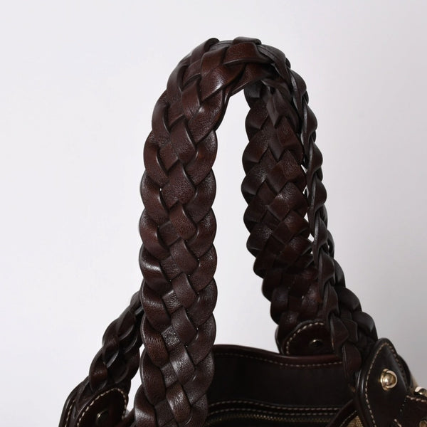 Very good condition GUCCI Gucci tote bag shoulder bag GG canvas brown gold hardware 162900 used 4a001926