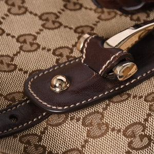 Very good condition GUCCI Gucci tote bag shoulder bag GG canvas brown gold hardware 162900 used 4a001926