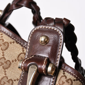 Very good condition GUCCI Gucci tote bag shoulder bag GG canvas brown gold hardware 162900 used 4a001926