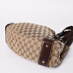 Very good condition GUCCI Gucci tote bag shoulder bag GG canvas brown gold hardware 162900 used 4a001926
