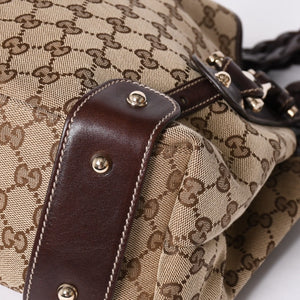 Very good condition GUCCI Gucci tote bag shoulder bag GG canvas brown gold hardware 162900 used 4a001926