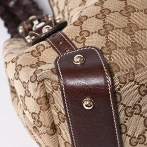 Very good condition GUCCI Gucci tote bag shoulder bag GG canvas brown gold hardware 162900 used 4a001926