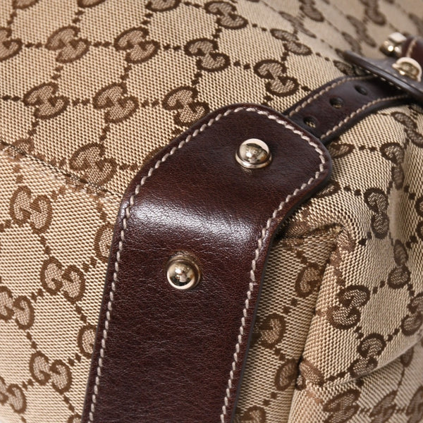 Very good condition GUCCI Gucci tote bag shoulder bag GG canvas brown gold hardware 162900 used 4a001926