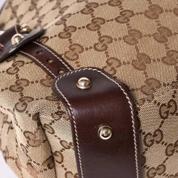 Very good condition GUCCI Gucci tote bag shoulder bag GG canvas brown gold hardware 162900 used 4a001926