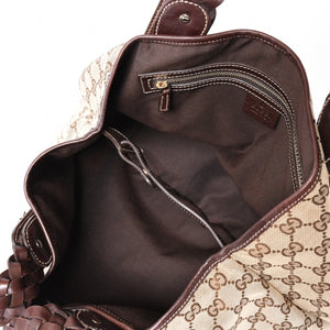 Very good condition GUCCI Gucci tote bag shoulder bag GG canvas brown gold hardware 162900 used 4a001926