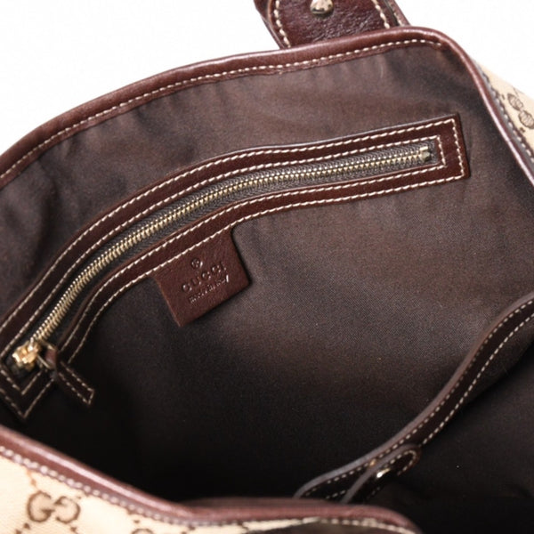 Very good condition GUCCI Gucci tote bag shoulder bag GG canvas brown gold hardware 162900 used 4a001926