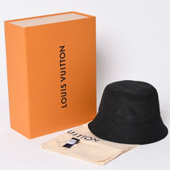 Very Good Condition LOUIS VUITTON Bucket Hat Monogram Blast M5273L Black Hat Water Repellent Cap Reversible Used 4a001938