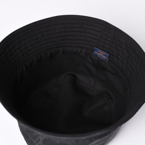 Very Good Condition LOUIS VUITTON Bucket Hat Monogram Blast M5273L Black Hat Water Repellent Cap Reversible Used 4a001938