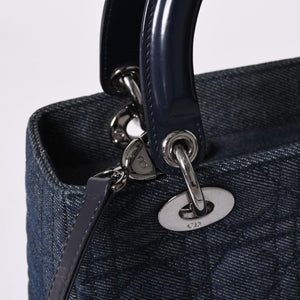 ChristianDior Lady Dior Canage Handbag Denim Leather Good Condition Used 4a002100