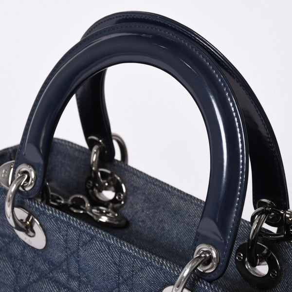 ChristianDior Lady Dior Canage Handbag Denim Leather Good Condition Used 4a002100