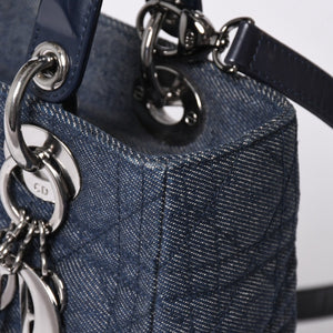 ChristianDior Lady Dior Canage Handbag Denim Leather Good Condition Used 4a002100