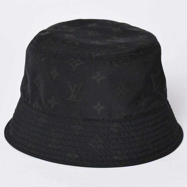 Very Good Condition LOUIS VUITTON Bucket Hat Monogram Blast M5273L Black Hat Water Repellent Cap Reversible Used 4a001938