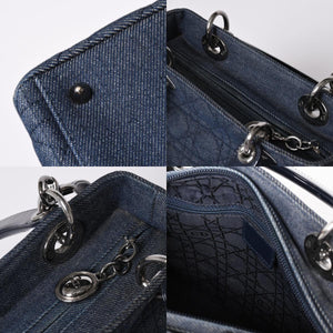 ChristianDior Lady Dior Canage Handbag Denim Leather Good Condition Used 4a002100