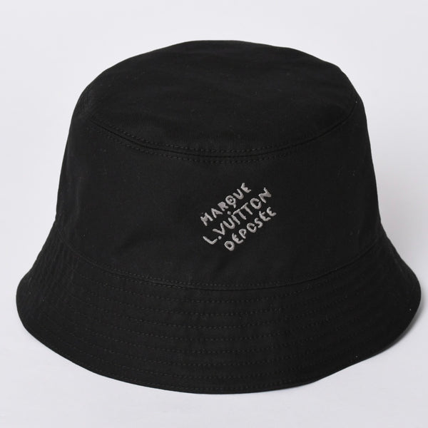 Very Good Condition LOUIS VUITTON Bucket Hat Monogram Blast M5273L Black Hat Water Repellent Cap Reversible Used 4a001938