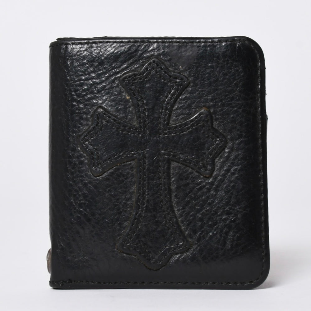 Very Good Condition CHROME HEARTS DR DIGIACOMO Wallet Bifold Cross Patch Digiacomo Wallet Black Used 4a002362