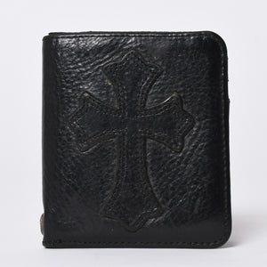 Very Good Condition CHROME HEARTS DR DIGIACOMO Wallet Bifold Cross Patch Digiacomo Wallet Black Used 4a002362