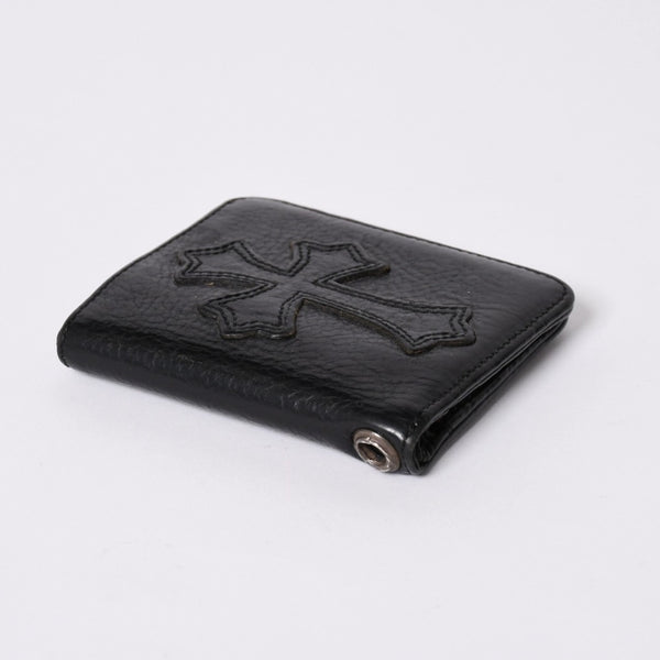 Very Good Condition CHROME HEARTS DR DIGIACOMO Wallet Bifold Cross Patch Digiacomo Wallet Black Used 4a002362